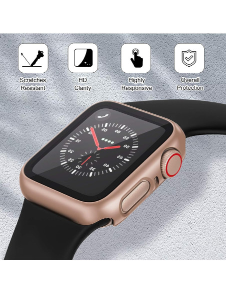 2in1 Stötdämpande Skal 9H Härdat Glas Apple Watch 38mm - Rosegold