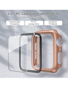 2in1 Stötdämpande Skal 9H Härdat Glas Apple Watch 38mm - Rosegold