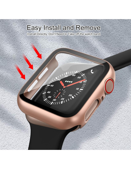 2in1 Stötdämpande Skal 9H Härdat Glas Apple Watch 38mm - Rosegold