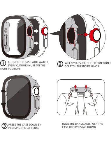 2in1 Stötdämpande Skal 9H Härdat Glas Apple Watch Ultra 1/2 (49mm) - Svart