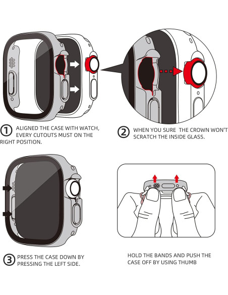 2in1 Stötdämpande Skal 9H Härdat Glas Apple Watch Ultra 1/2 (49mm) - Svart