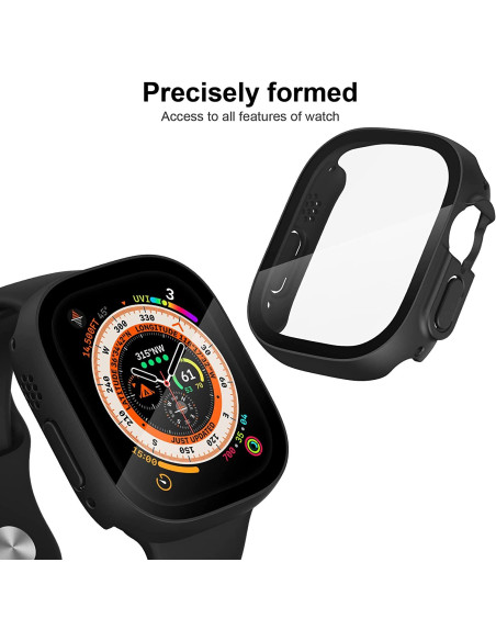 2in1 Stötdämpande Skal 9H Härdat Glas Apple Watch Ultra 1/2 (49mm) - Svart