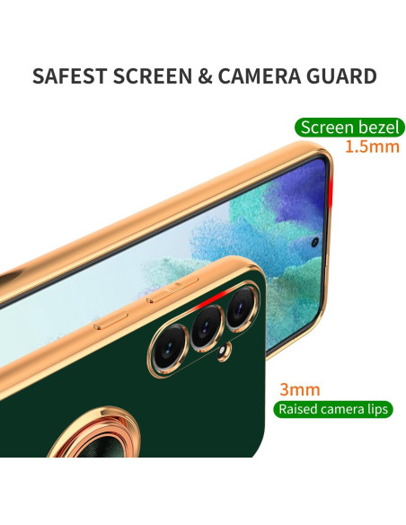 Samsung S24 Elegant &amp; Stöttåligt Skal med Ringhållare Flawless - Mörkgrön