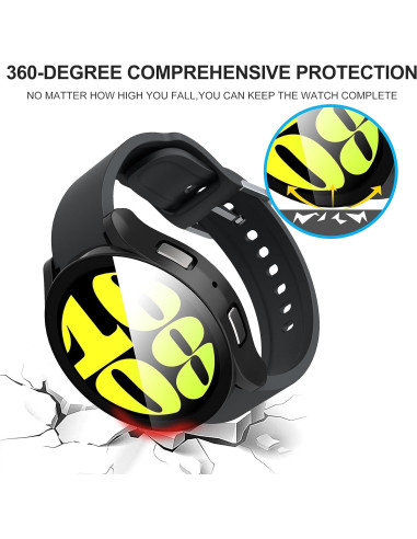 2in1 Stötdämpande Skal 9H Härdat Glas Galaxy Watch 6 40mm - Svart