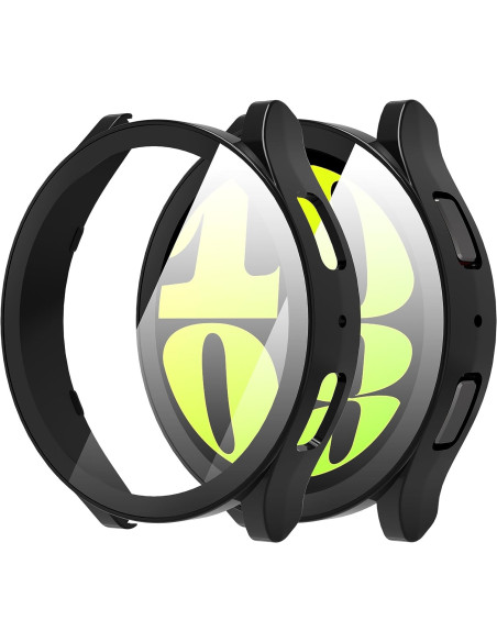 2in1 Stötdämpande Skal 9H Härdat Glas Galaxy Watch 6 44mm - Svart