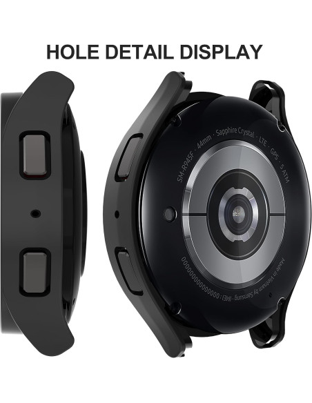 2in1 Stötdämpande Skal 9H Härdat Glas Galaxy Watch 6 44mm - Svart