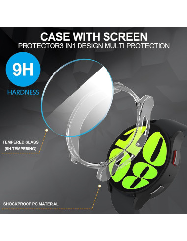2in1 Stötdämpande Skal 9H Härdat Glas Galaxy Watch 6 40mm - Transparent
