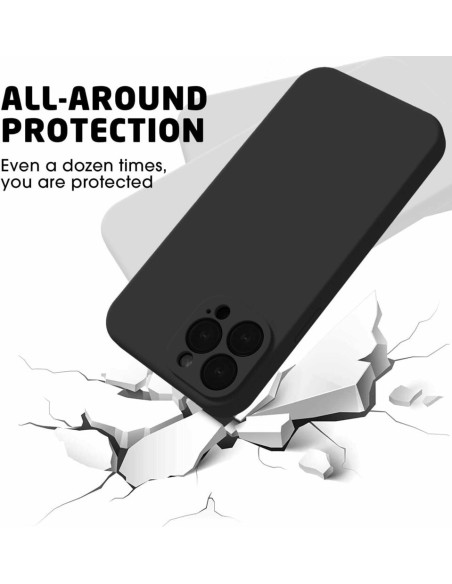 iPhone 12 Pro Max Gummibelagd Mattsvart Skal Kameraskydd Liquid - Svart