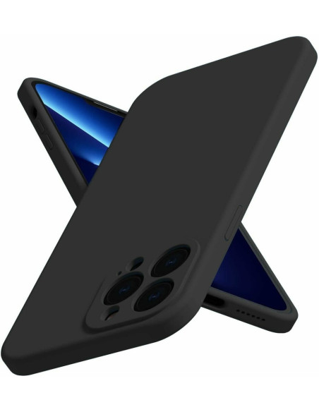 Mattsvart gummiskal för iPhone 11 Pro Max med kameraskydd, sedd från sidan