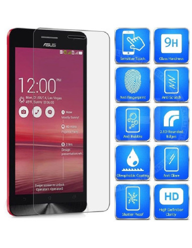 Transparent härdat glas för Zenfone 5 & 5Z med 2.5D kanter, visat på telefonens skärm