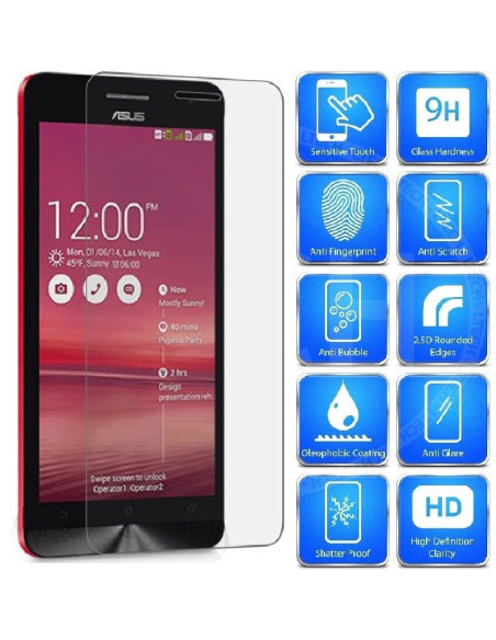 Transparent härdat glas för Zenfone 5 & 5Z med 2.5D kanter, visat på telefonens skärm