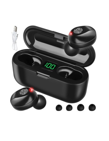 F9 Trådlösa Hörlurar TW med 2000mAh Powerbank