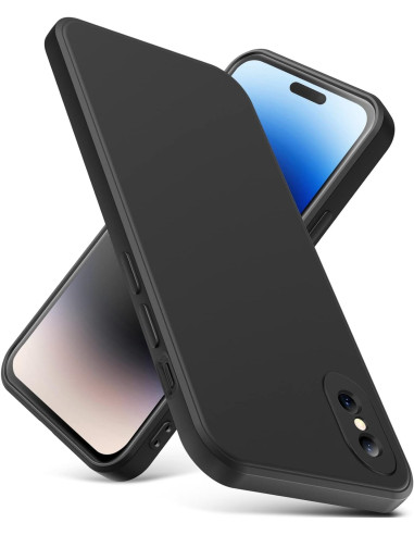 iPhone X / XS Gummibelagd Mattsvart Skal Kameraskydd Liquid - Svart