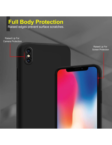 iPhone X / XS Gummibelagd Mattsvart Skal Kameraskydd Liquid - Svart