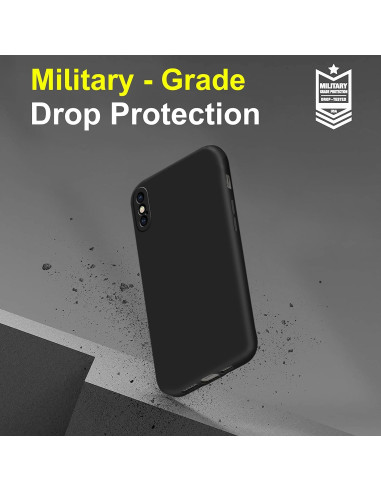 iPhone X / XS Gummibelagd Mattsvart Skal Kameraskydd Liquid - Svart