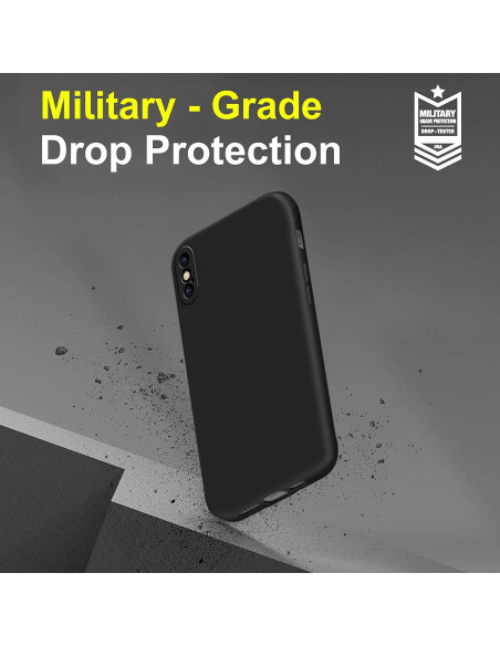 iPhone X / XS Gummibelagd Mattsvart Skal Kameraskydd Liquid - Svart
