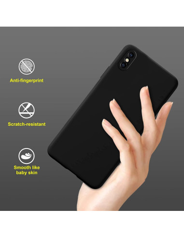 iPhone X / XS Gummibelagd Mattsvart Skal Kameraskydd Liquid - Svart