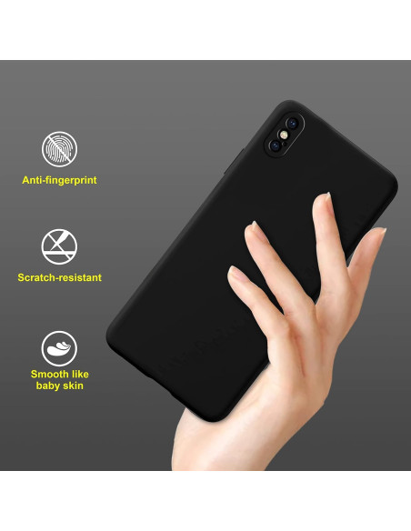 iPhone X / XS Gummibelagd Mattsvart Skal Kameraskydd Liquid - Svart
