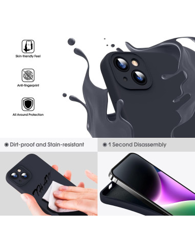 iPhone 13 Mini Gummibelagd Mattsvart Skal Kameraskydd Liquid - Svart