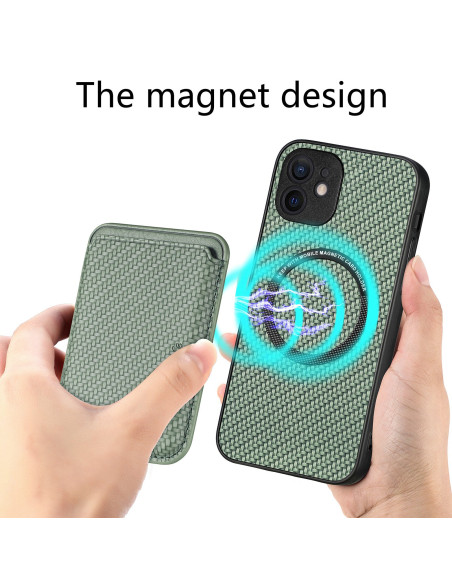 iPhone 11 Stöttåligt skal med Magnetisk Korthållare Magsafe RFID - Grön