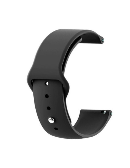Svart silikonarmband för smartwatch med 20mm fäste, sett från en annan vinkel