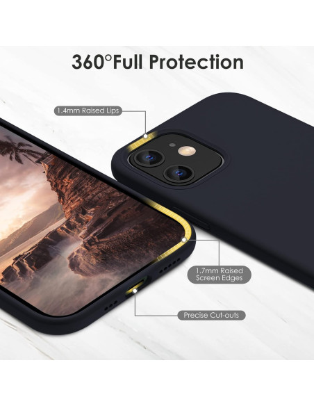 iPhone 12 Pro Max Gummibelagd Mattsvart Silikon Skal