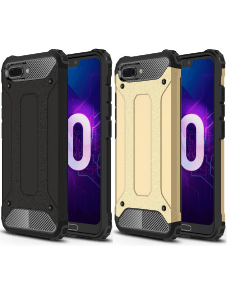 Stöttåligt SlimArmor-skal för Huawei Honor 10 i svart och guld, visat från sidan