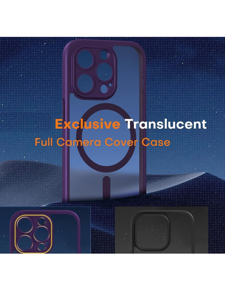 Lila 3in1 skal för iPhone 11 Pro med MagSafe, visat bakifrån med kameraskydd och transparent design