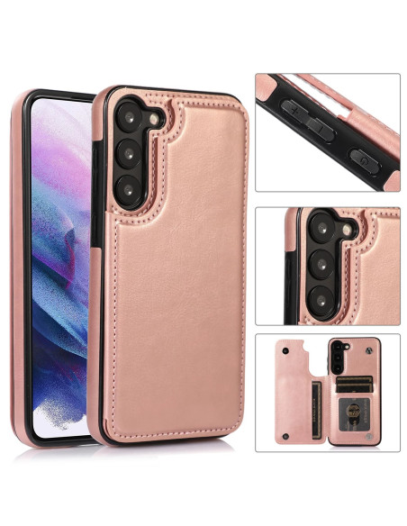 Samsung S24 Stöttåligt Skal Korthållare 3-FACK Flippr - Roseguld