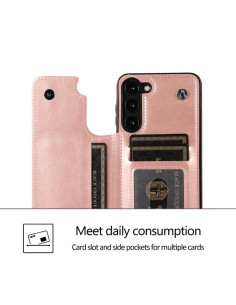 Samsung S24 Stöttåligt Skal Korthållare 3-FACK Flippr - Roseguld