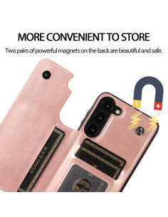 Samsung S24 Stöttåligt Skal Korthållare 3-FACK Flippr - Roseguld