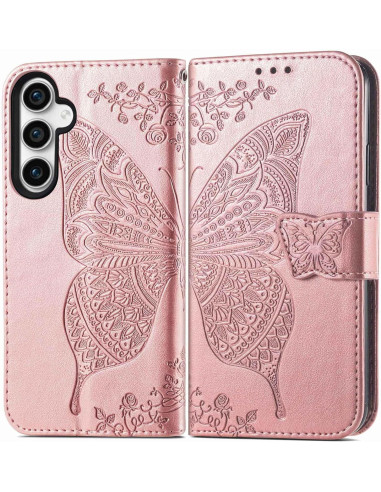 Samsung S24 Plånboksfodral PU-Läder 4-FACK Motiv Fjäril
