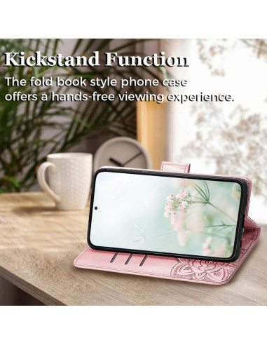 Samsung S24 Plånboksfodral PU-Läder 4-FACK Motiv Fjäril