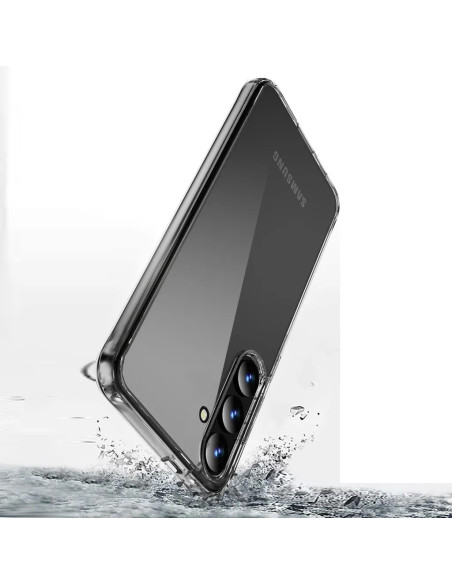 Genomskinligt TPU-skal för Samsung S24 med sidovy som visar kamerautskärning