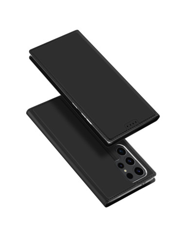 Svart Dux Ducis Skin Pro Series mobilskal för Samsung S24 Ultra, sett från sidan med öppet fodral