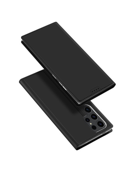 Svart Dux Ducis Skin Pro Series mobilskal för Samsung S24 Ultra, sett från sidan med öppet fodral