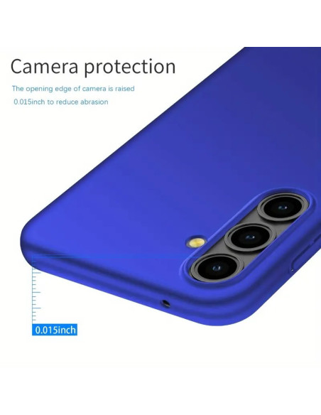 Detaljvy av rosenguldsfärgat mobilskal för Samsung S24 Plus med fokus på kameraskyddet