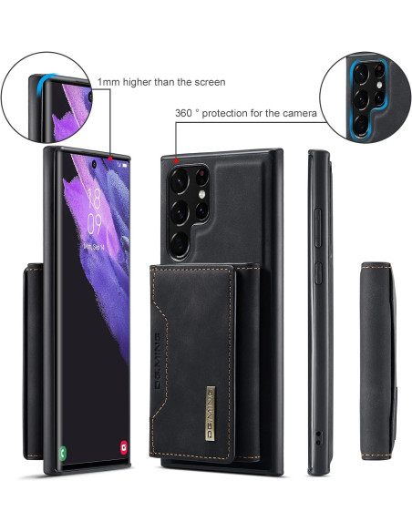 8-FACK Samsung S24 Ultra Stöttåligt Skal med Magnetisk Korthållare DG.MING Detach