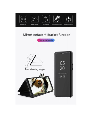 Samsung S24 Plus Smart Flipfodral Clear View med ställfunktion och visning av skärmen framifrån