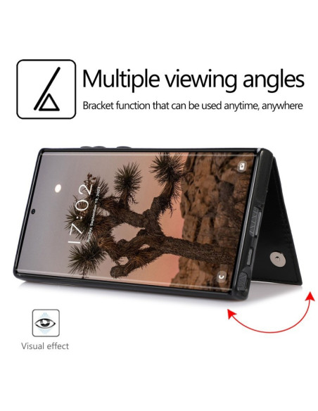 Samsung S24 Ultra Stöttåligt Skal Korthållare 3-FACK Flippr - Svart