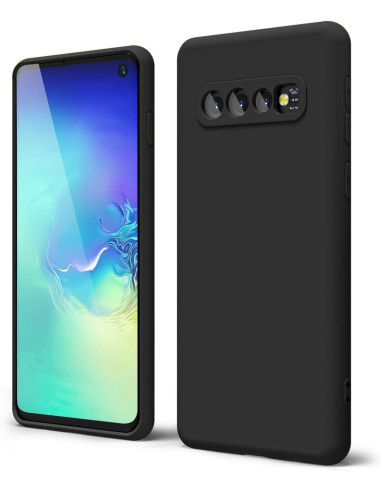 Samsung S10e Gummibelagd Mattsvart Skal Kameraskydd Liquid - Svart