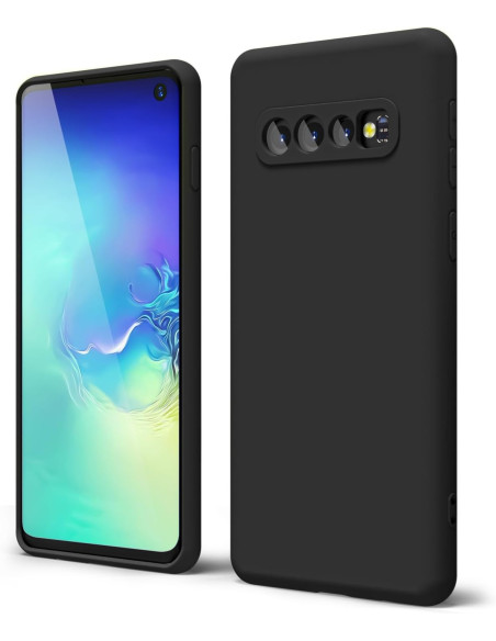 Samsung S10e Gummibelagd Mattsvart Skal Kameraskydd Liquid - Svart