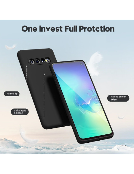 Mattsvart gummiskal för Samsung S10e med kameraskydd, sett bakifrån