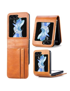 4-FACK Plånboksfodral Samsung Z Flip 5 - Ljusbrun