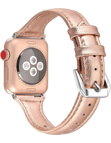 Baksidan av rosegold läderarmband för Apple Watch 38/40/41mm med spänne