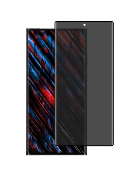Samsung S24 Ultra med två härdade glas monterade, visar skärmskyddets design och passform