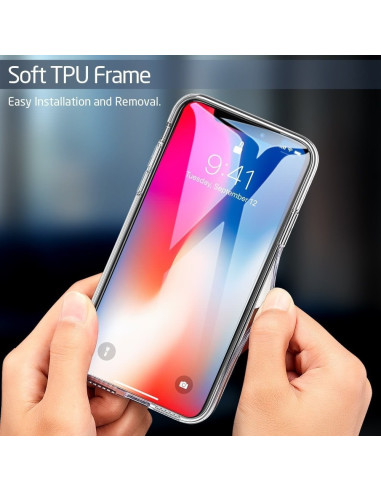 iPhone X Stötdämpande Skal 0.26mm 9H Härdat Glas Baksida