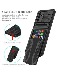 Stöttåligt skal för Samsung A25 5G med kickstand och kortfack, sett framifrån och från sidan 2