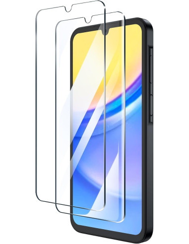 Härdat glas för Samsung A25 5G, visat från sidan med skärmen och skyddet i fokus