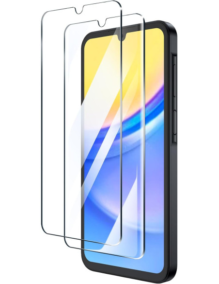 Härdat glas för Samsung A25 5G, visat från sidan med skärmen och skyddet i fokus